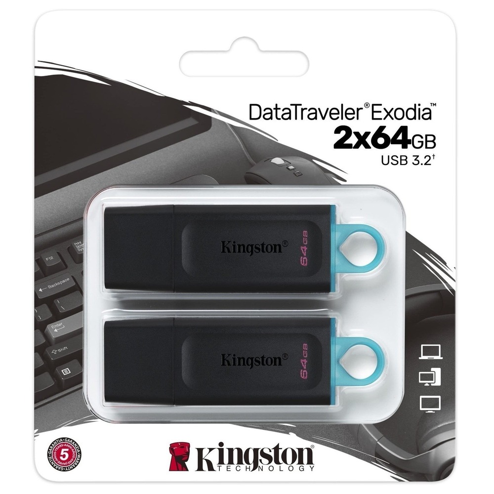 Kingston DataTraveler Exodia 64GB USB 3.2 Flash Drive‎ - 2 Pack DTX/64GB-2P
